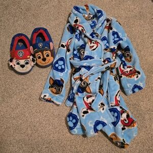 Paw Patrol Kids Blue Fleece Robe and Slippers
